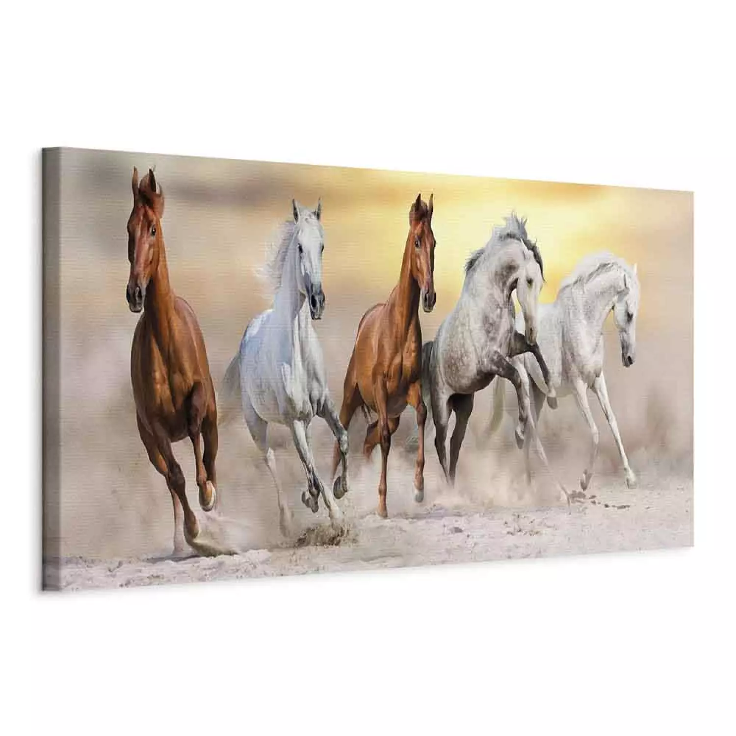 Canvas Art Print Flock of Horses Narrow