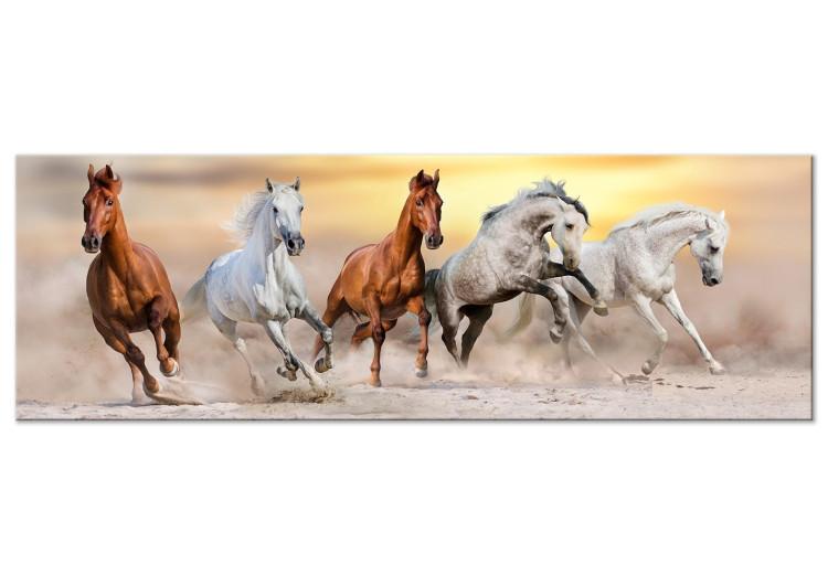 Canvas Flock of Horses (1 Part) Narrow