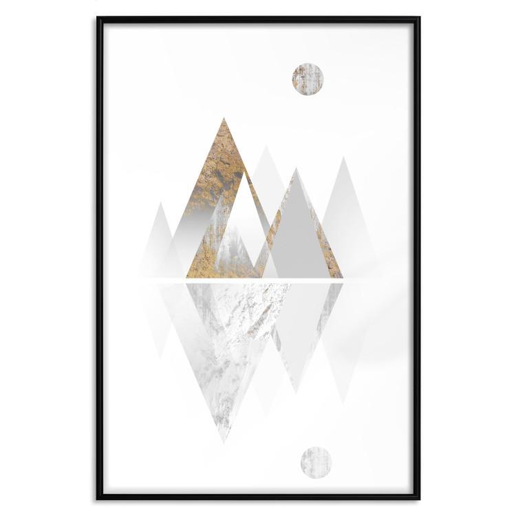 Poster Road to the Top (Beige) - abstract triangular mountains on a white background