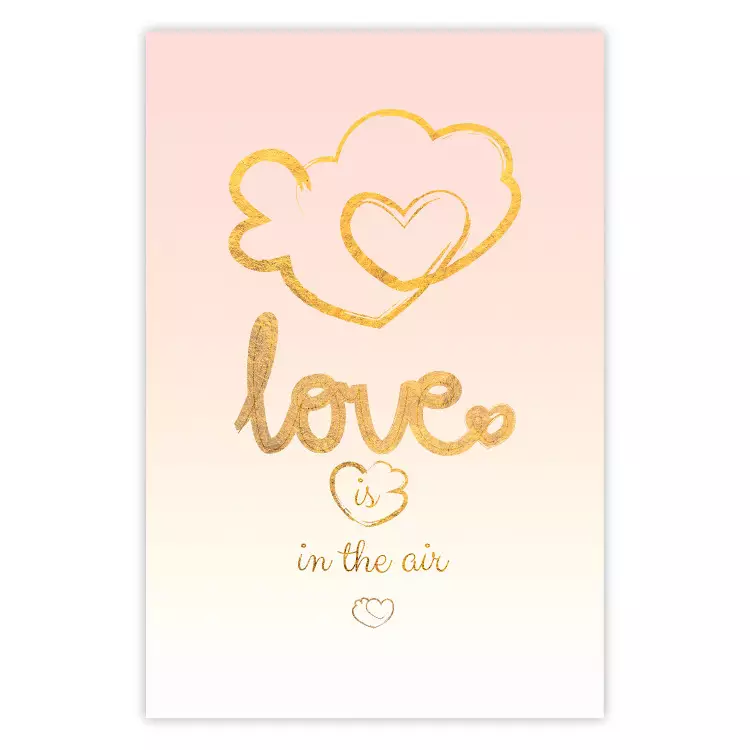 Poster Love Is in the Air - romantic English text on a pastel background