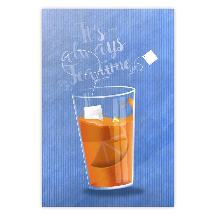 Poster It's Always Tea Time - orange teacup with English text