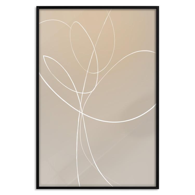 Poster Linear Nature - artistic line art of a flower on a gradient background