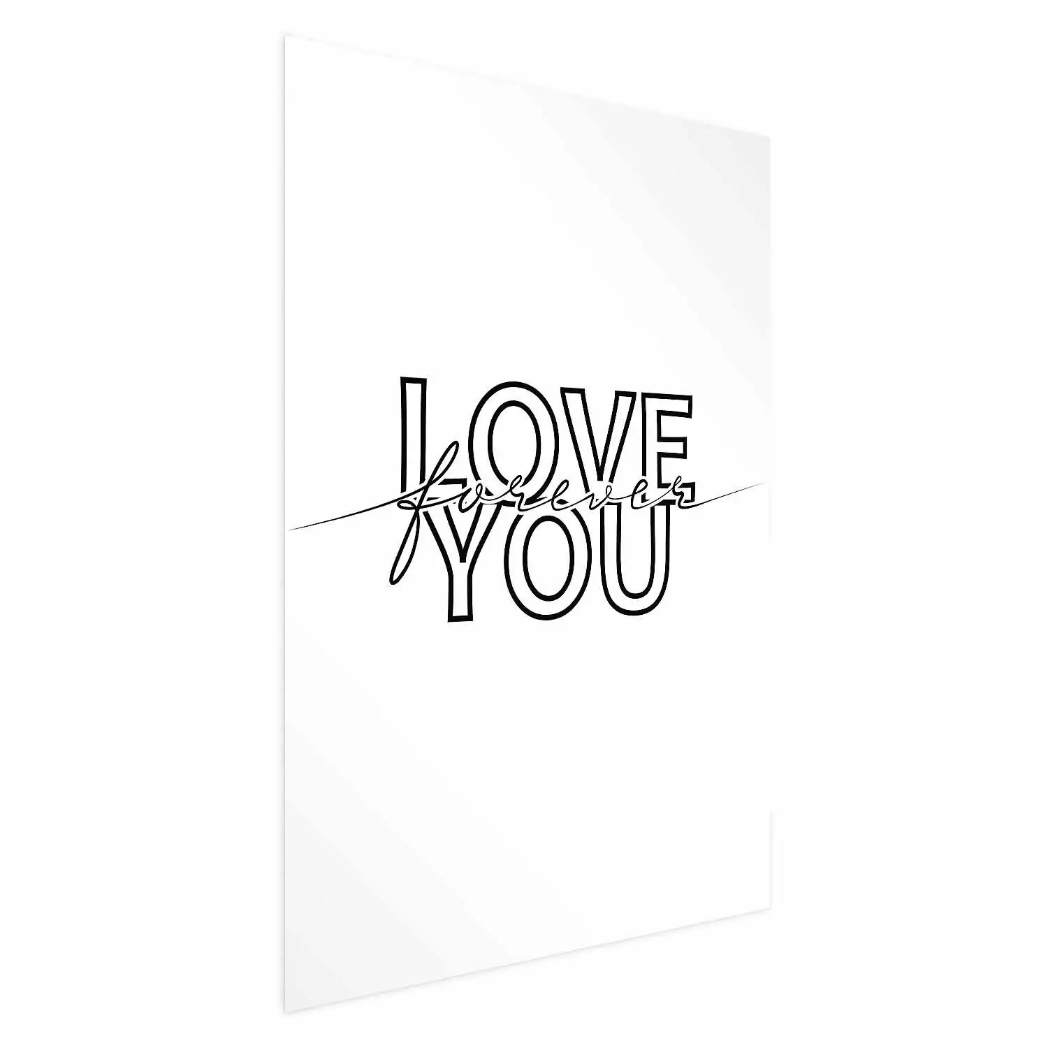 Poster Love You Forever - English text "love" on a contrasting white background