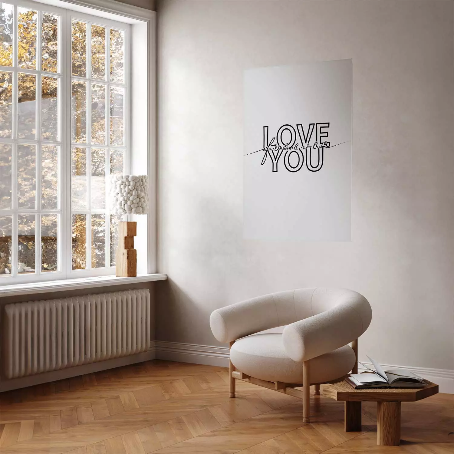 Poster Love You Forever - English text "love" on a contrasting white background