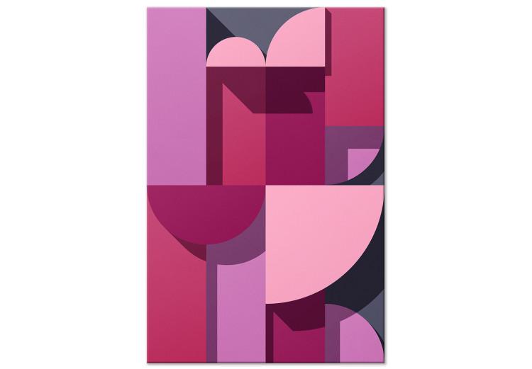 Canvas Pink and heather geometric figures - abstraction on a grey background