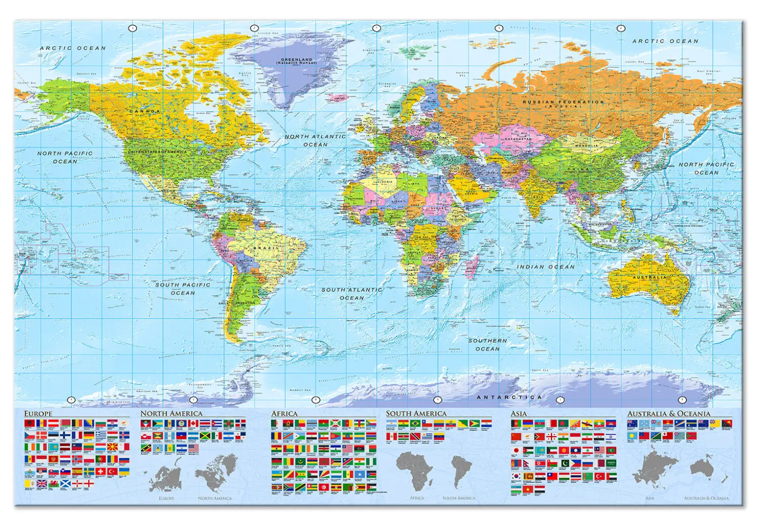 XXL Canvas Print The World Colorful Map Political World Map With xxl-canvas-print-the-world-colorful-map-political-world-map-with