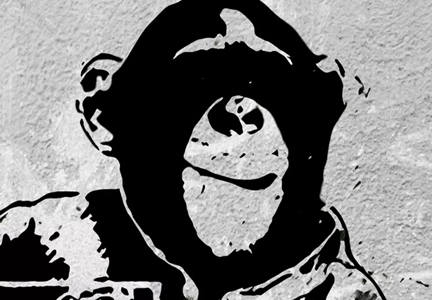 XXL canvas print Banksy: Monkey with Frame [Large Format