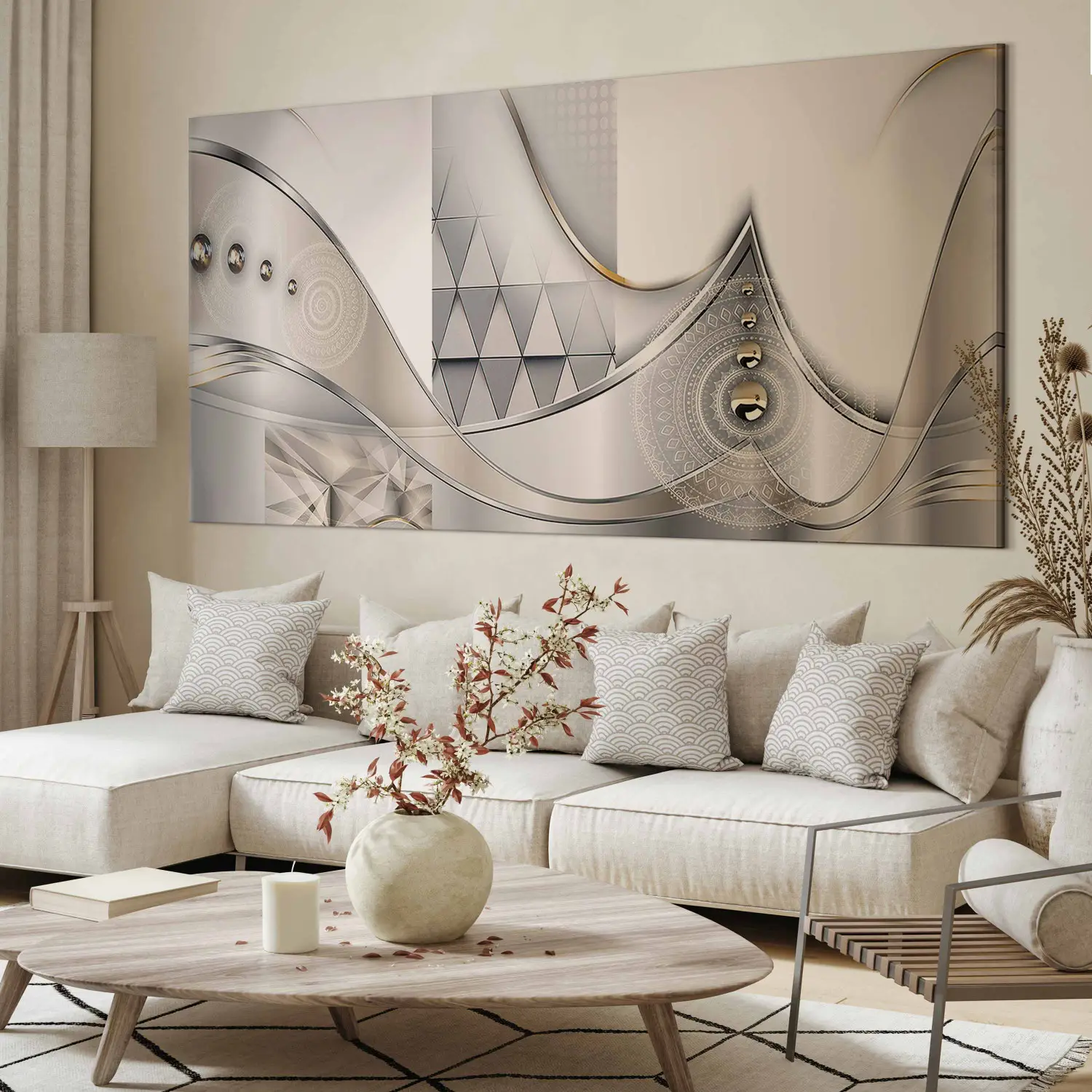 crystal geo wallpaper   white & silver