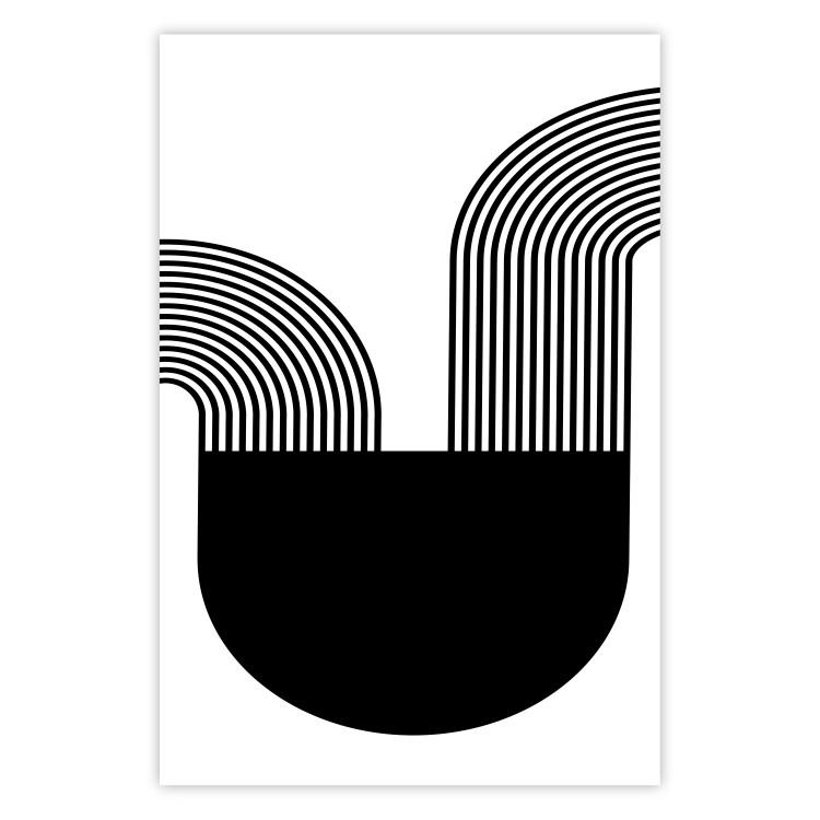 Poster Opera - abstract black figure with multiple lines on a white background