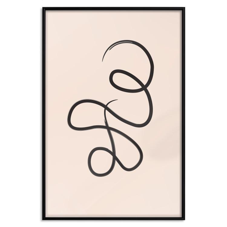 Poster Loop of Thoughts - abstract line art of a twisted line on a pastel background