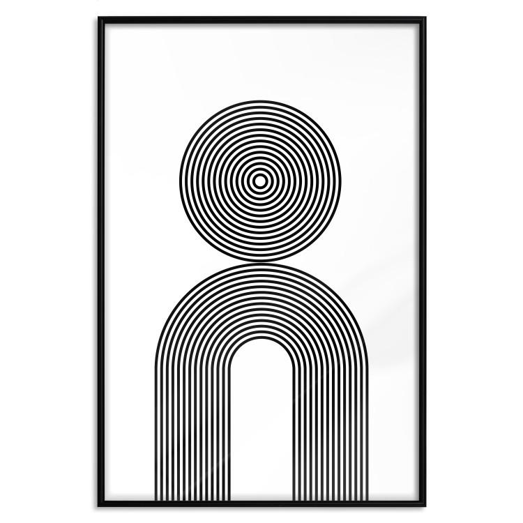 Poster Rhapsody - abstract lines with an illusion forming figures on a white background