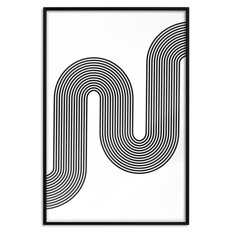 Poster Sonata - abstract black lines with an illusion creating waves on a white background