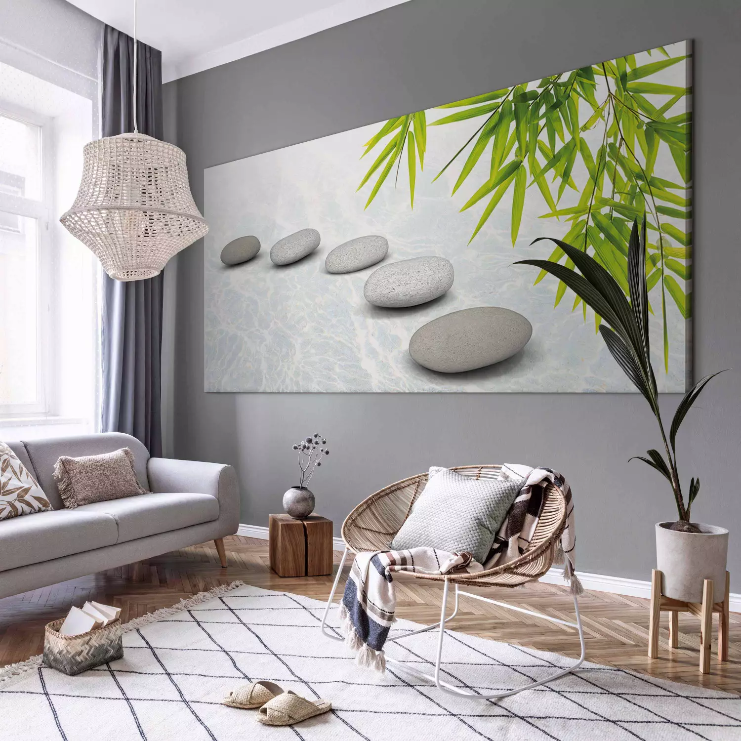 Large XXL print Stone Serenity II - Zen-style composition with stones and  bamboo - bimago, image size:1500x1500