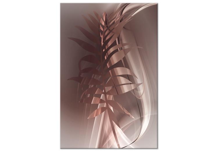 Canvas Metallic palm leaf with waves - abstraction with floral pattern