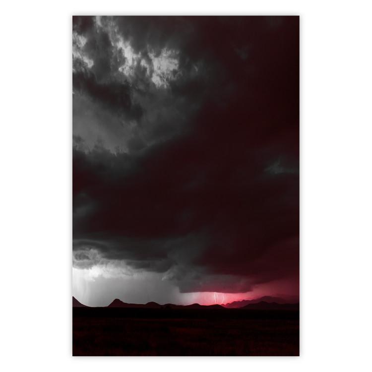 Poster Restlessness - landscape with dark clouds against a stormy lightning background