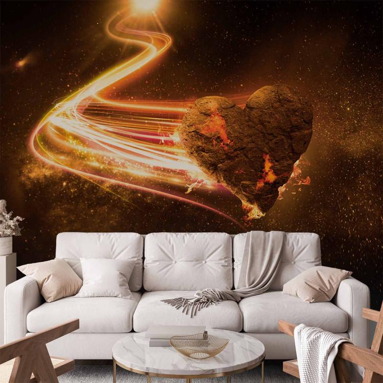 Wall Mural Heart from space - Meteorite in the shape of a heart on a starry background