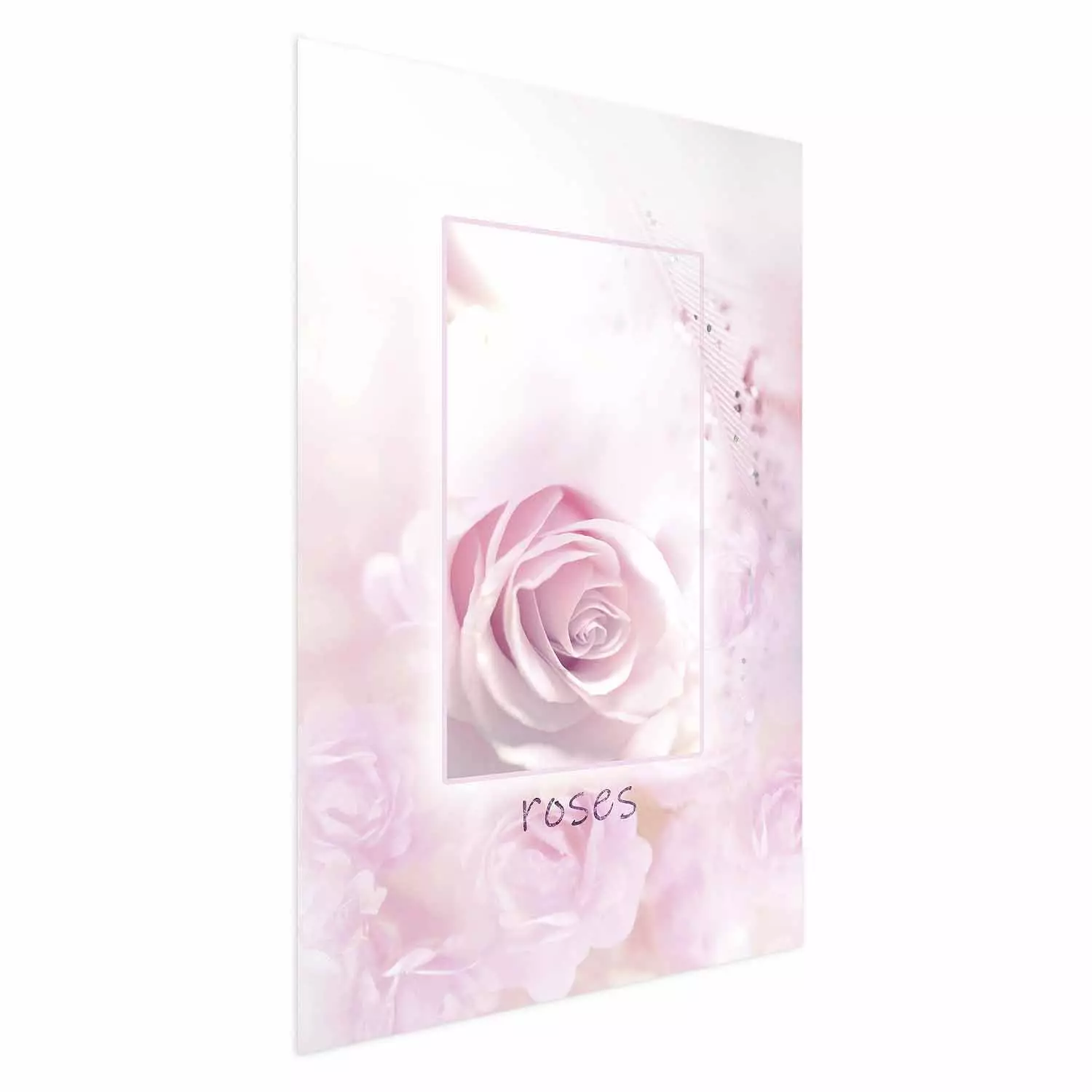 Wall Poster World of Roses - natural pink flower with English text