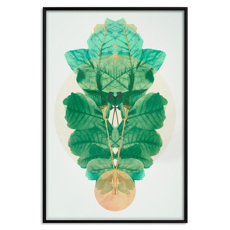 Poster Mint of Egypt - abstract plant composition in a mirrored upholstery