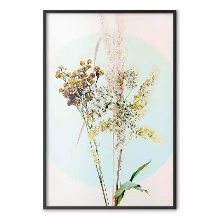 Bouquet in Mint Fullness - spring flowers on a blue pastel background
