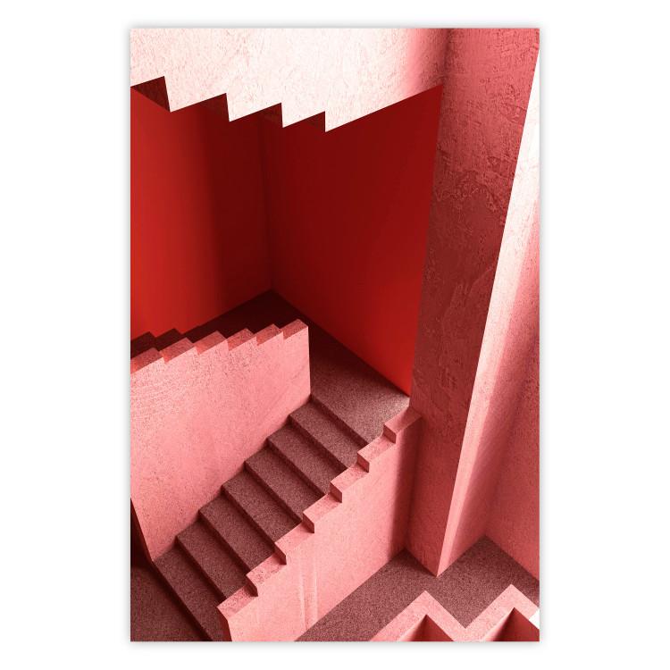 Poster Stairs to Nowhere - abstract red staircase