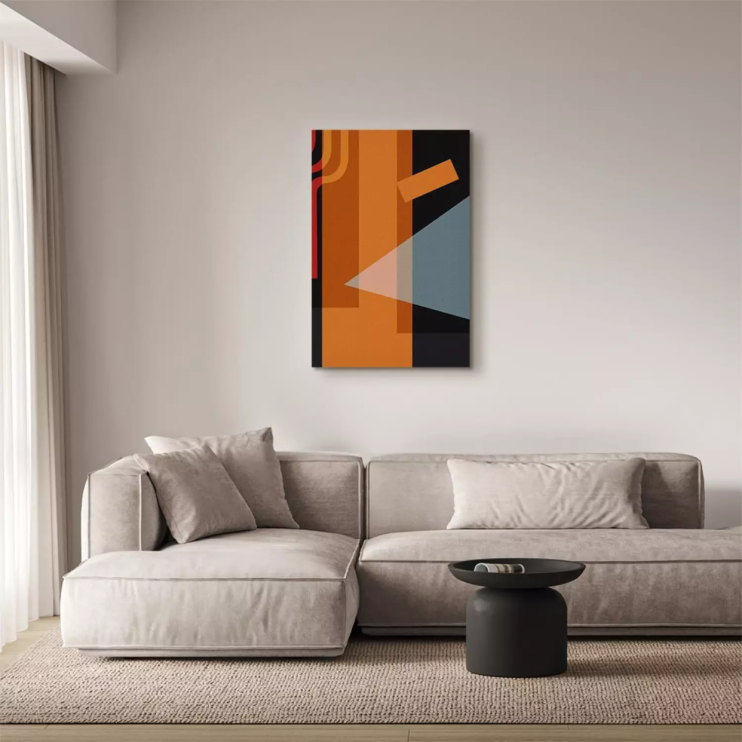 Canvas Art Print Orange and brown rectangles - abstraction on a black background