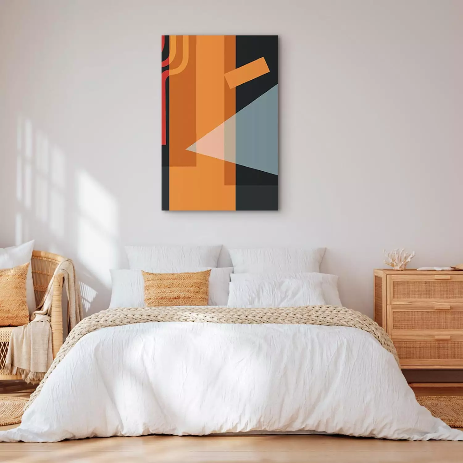 Canvas Art Print Orange and brown rectangles - abstraction on a black background