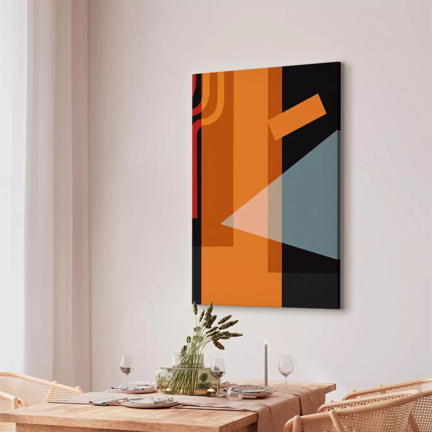 Canvas Art Print Orange and brown rectangles - abstraction on a black background
