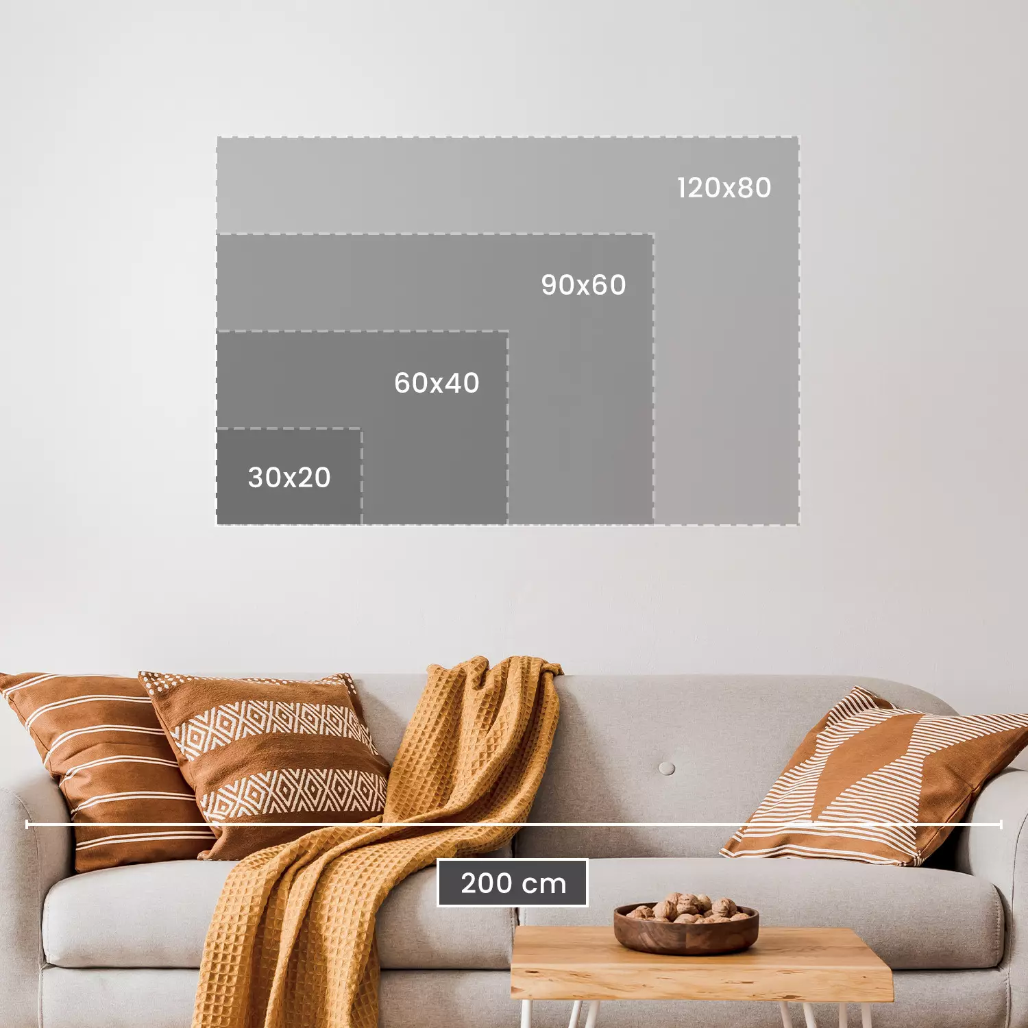 Canvas Art Print Orange and brown rectangles - abstraction on a black background