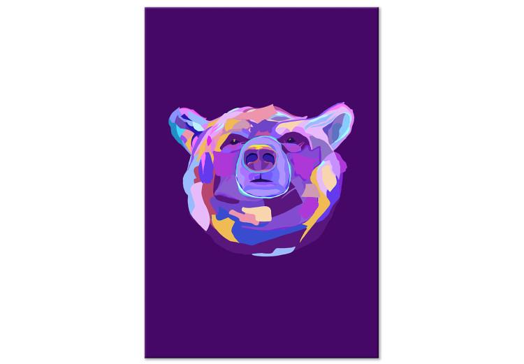 Canvas Violet bear - an abstract, colourful animal on a dark background