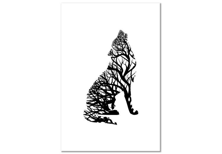 Canvas Black wolf - an abstract animal outline filled with branches
