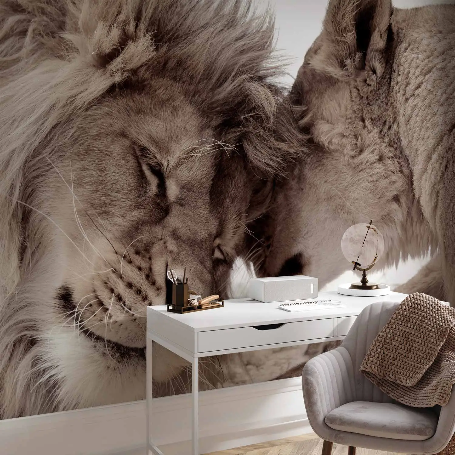 lion mural wallpaper