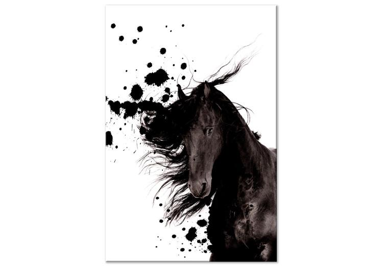Canvas Bay horse with flowing mane standing at the front - modern abstraction