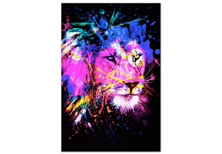 Canvas Colourful lion - abstract colourful head of an animal on a black background