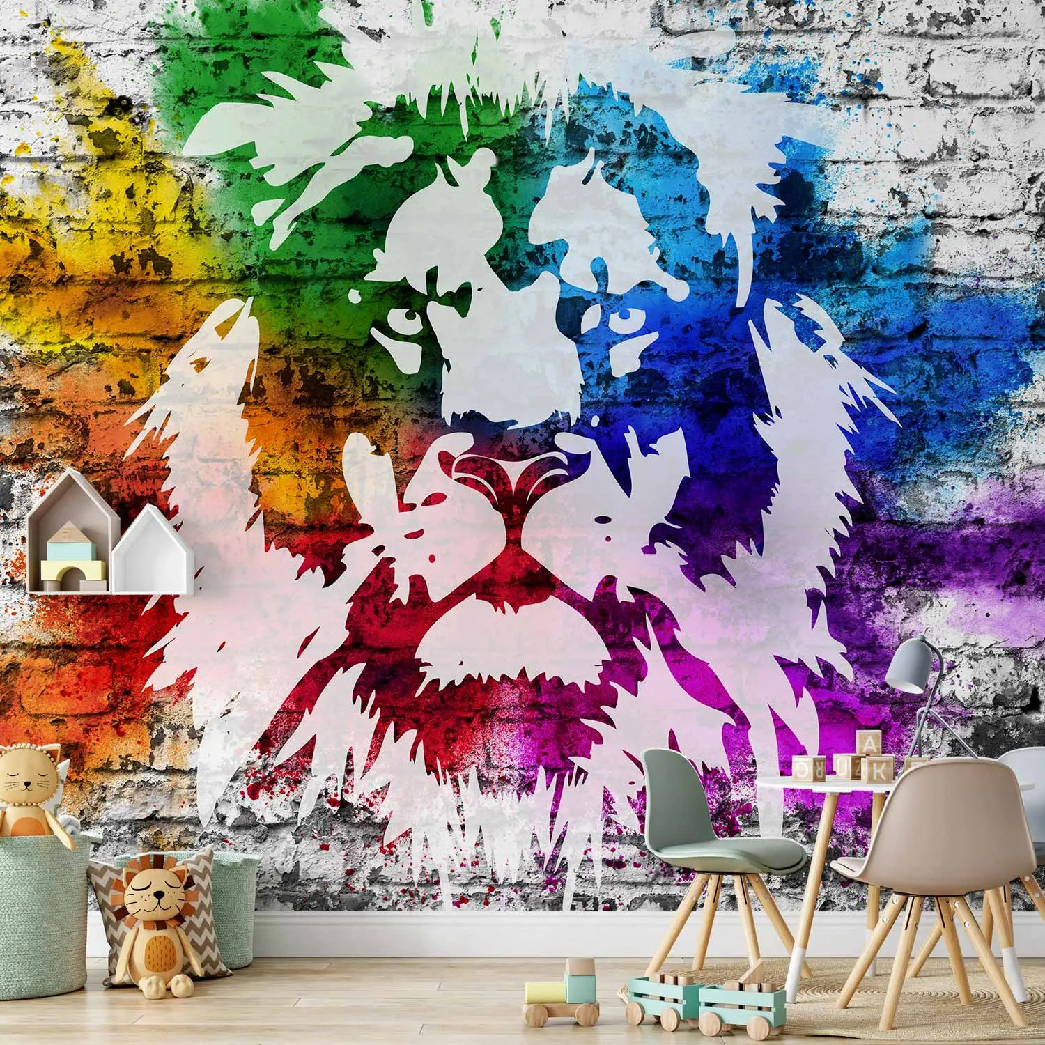 lion mural wallpaper