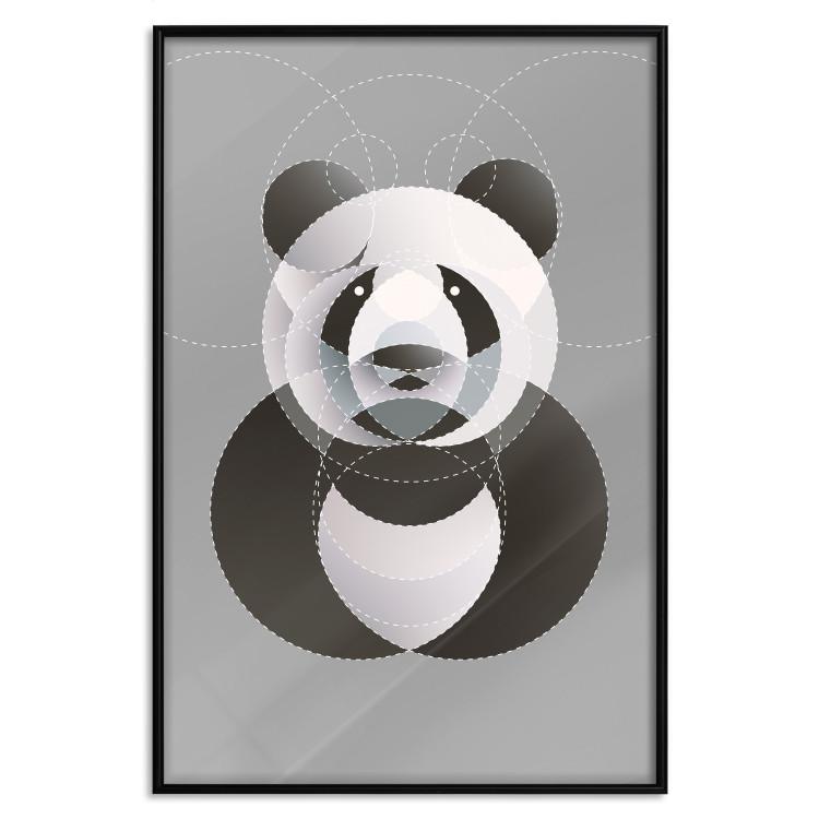 Poster Panda in Circles - abstract black panda made of geometric figures
