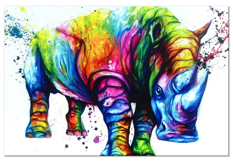Canvas Colourful Rhino (1 Part) Wide