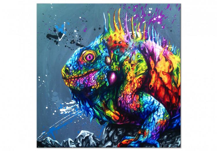 Canvas Colourful Iguana (1 Part) Square