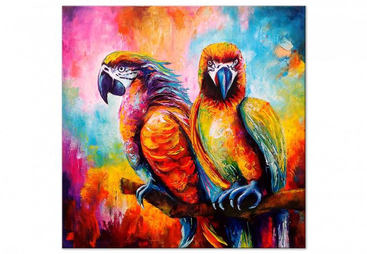 Canvas Colourful Parrots (1 Part) Square
