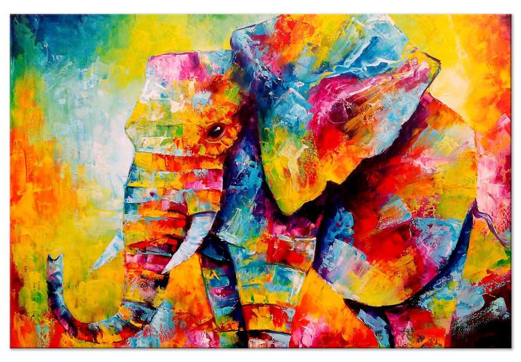 Canvas Colourful Animals: Elephant (1 Part) Wide