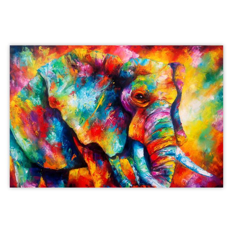 Poster Colorful Giant - multicolored elephant composition in a watercolor motif