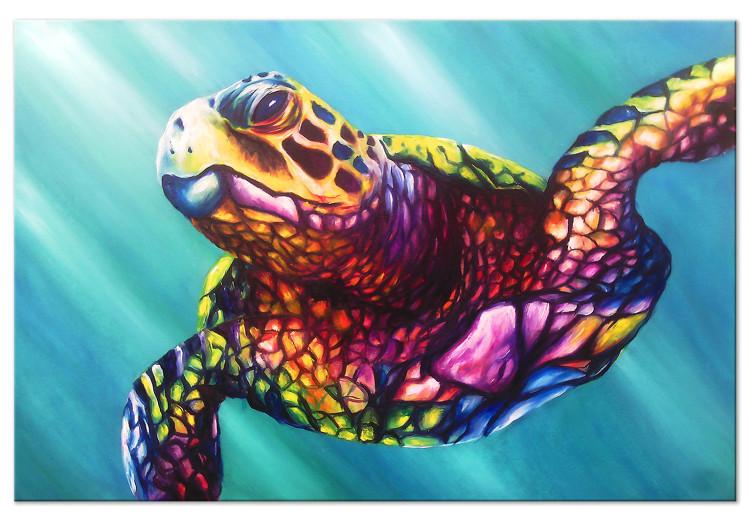 Canvas Colourful Turtle (1 Part) Wide