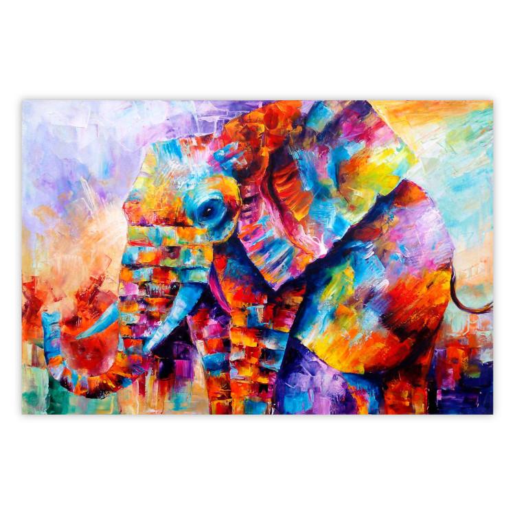 Poster Colors of Africa - abstract multicolored animal in a watercolor motif