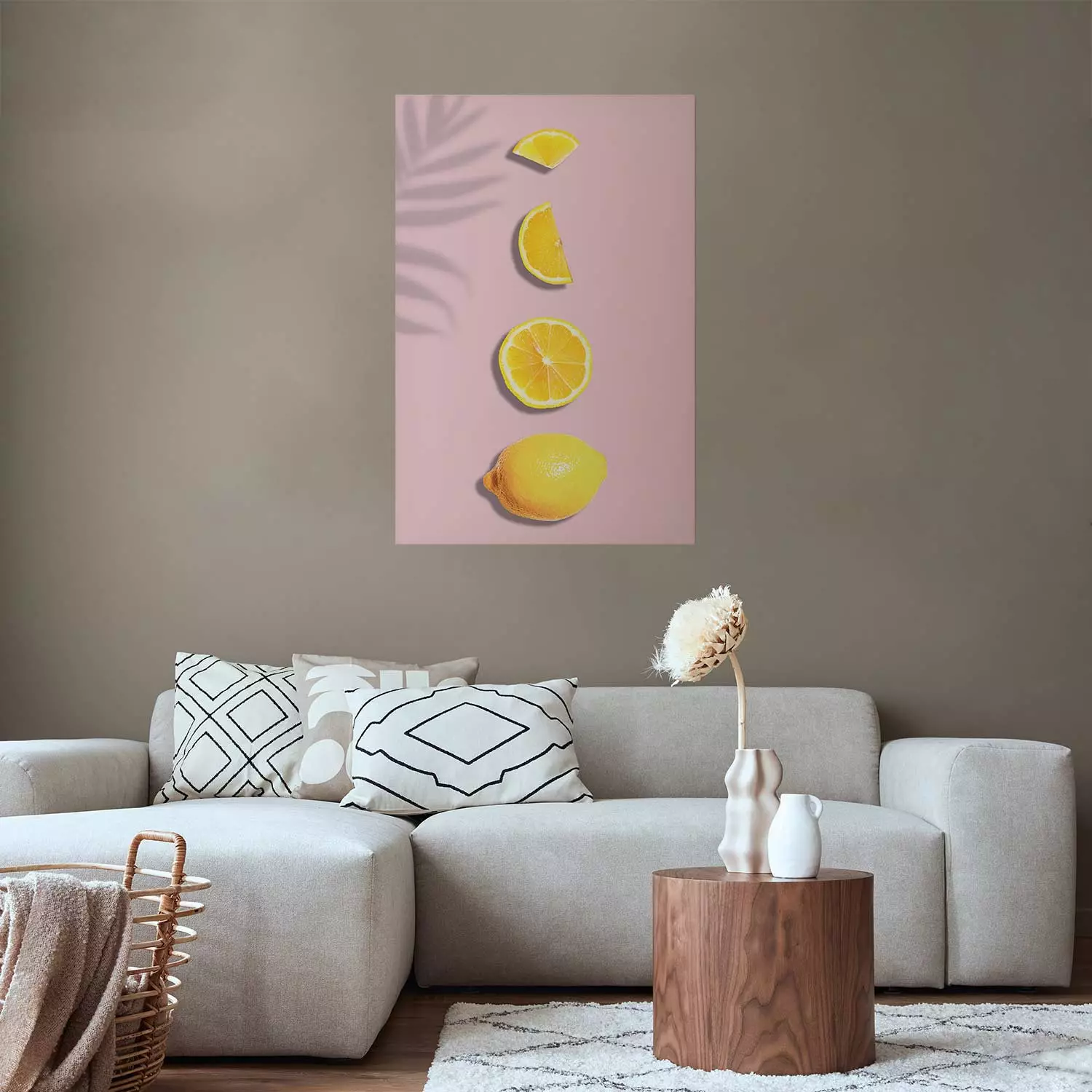 Wall Poster Slice of Exoticism - lemon in various cross-sections on a pastel background