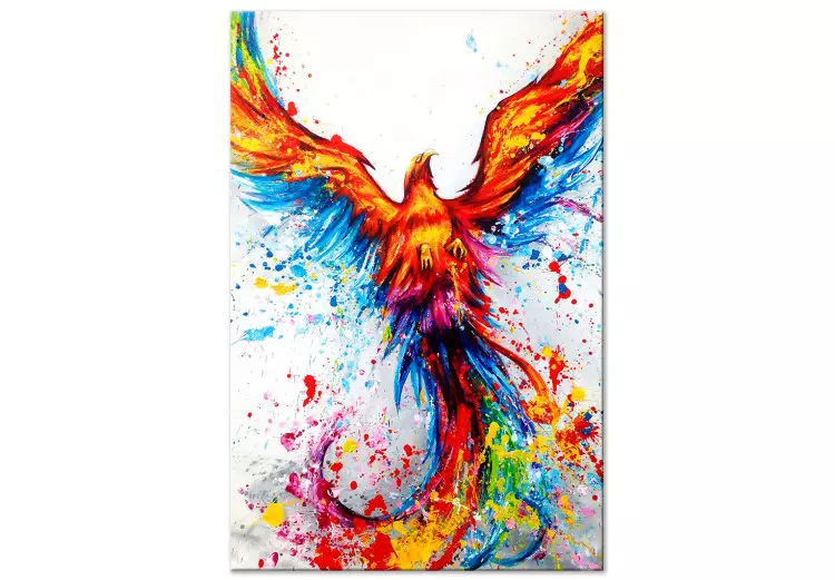 Canvas Birth of the Phoenix (1-part) vertical - exotic colorful bird