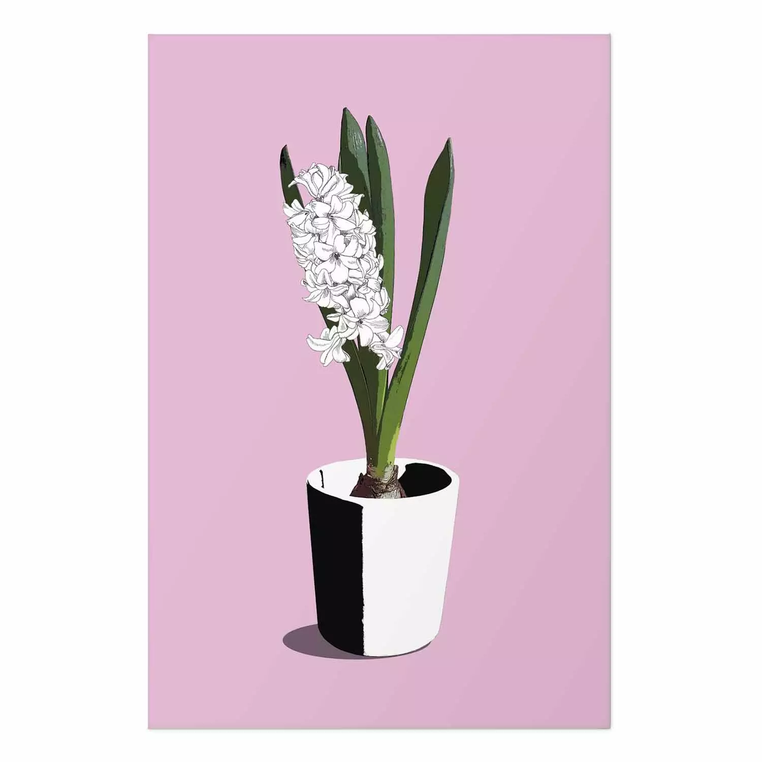 Poster Floral Delicacy - plant in a pot on a pink pastel background