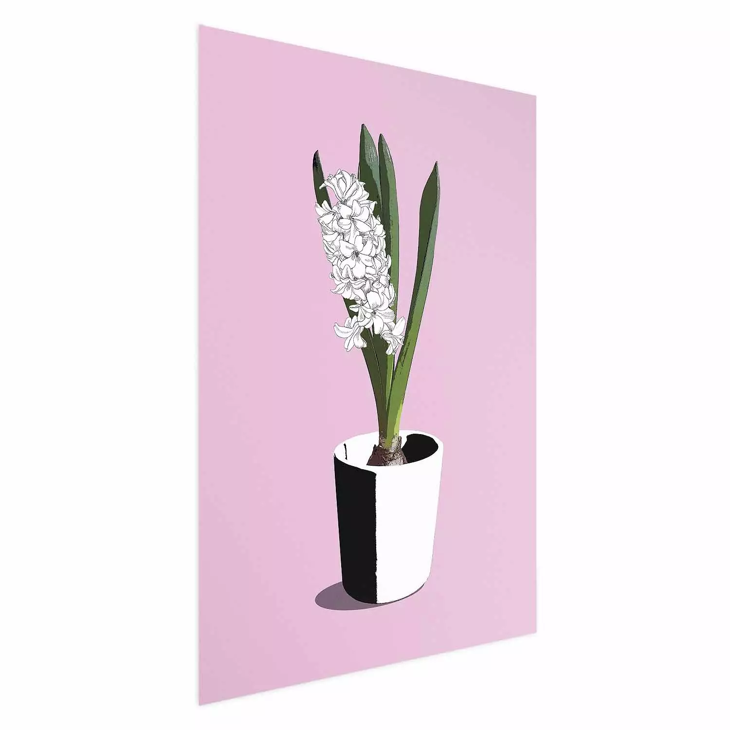 Poster Floral Delicacy - plant in a pot on a pink pastel background