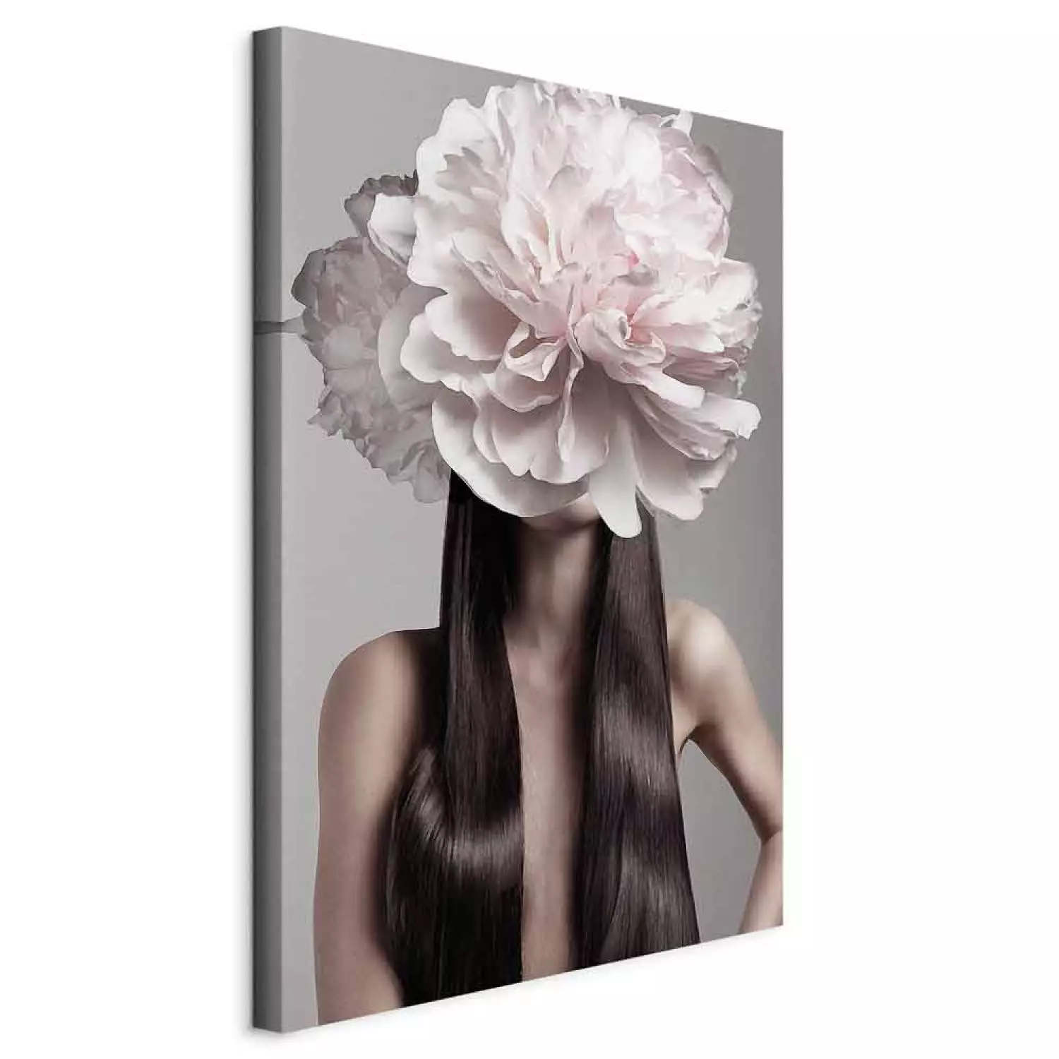 Canvas Art Print Blossom Head (4-piece) - eclectic fantasy with a woman and peony