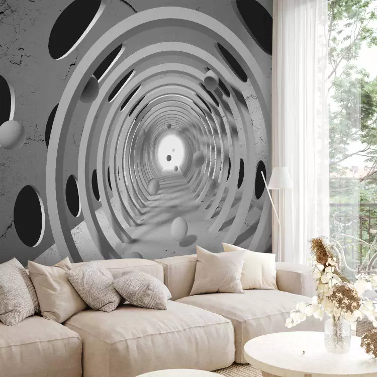 Tunnel of memories - abstract with black and white corridor with 3D effect