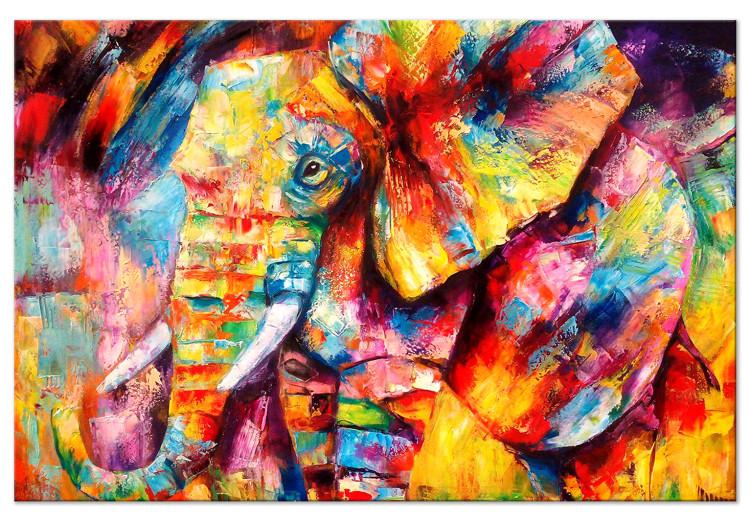 Canvas Hot Africa (1-part) wide - large colorful elephant in abstraction
