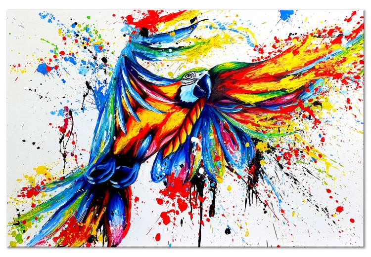 Canvas Spectacular Flight (1-part) wide - abstraction with a colorful parrot